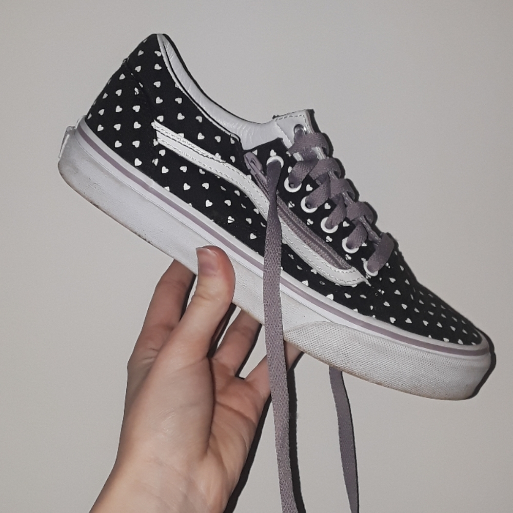 Old Skool Vans with Purple Accents and Hearts